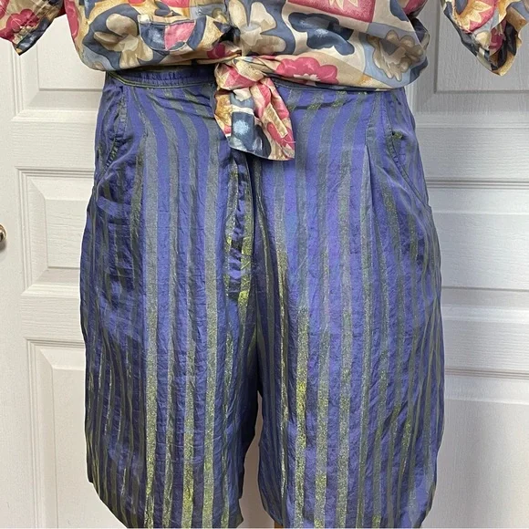 90s Metallic Striped Shorts - Picture 2 of 9